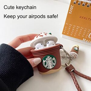 Compatible with AirPod 1/2 Case, Cute 3D Cartoon Funny for Kids Girls Teens Boys Cover, Soft Silicone Fashion Character Skin Cases (Coffee Brown)