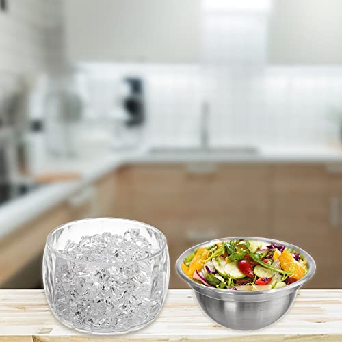 ZENFUN 2 Pack 20 Oz Dip Chiller Bowl with Acrylic Ice Bowl Base, Stainless Steel Ice Chilled Serving Dish Iced Salad Bowl Set for Chilled Pasta, Potato, Dressing, Fruit