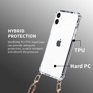 SHARON6 Crossbody Phone Case Compatible with iPhone 11 Clear Transparent PC+TPU Hard Case Holder Adjustable Lanyard Strap Necklace TUK CASE (Black)