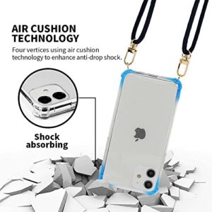 SHARON6 Crossbody Phone Case Compatible with iPhone 11 Clear Transparent PC+TPU Hard Case Holder Adjustable Lanyard Strap Necklace TUK CASE (Black)