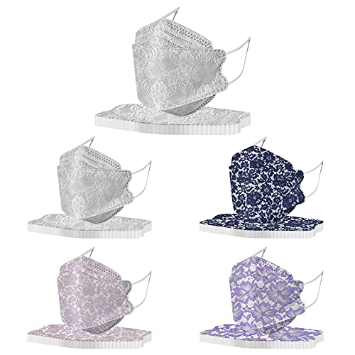 HEALT 50 Pack Adults KF_94 Protective Face_Masks with 4D Designs, Breathable 4 Ply Disposable FaceMask with Nose Wire for Women Men (Mix Color #24)