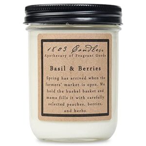 1803 candles - 14 oz. jar soy candles - (basil & berries)