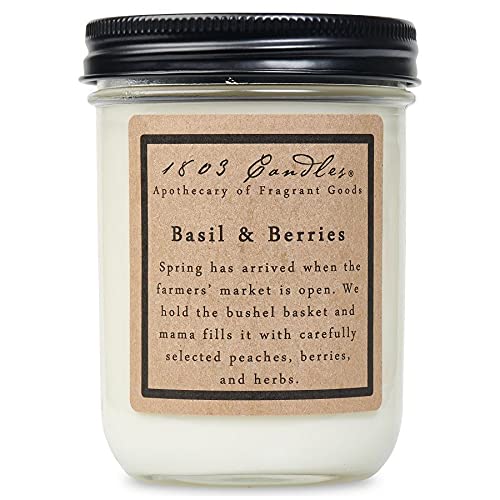 1803 Candles - 14 oz. Jar Soy Candles - (Basil & Berries)