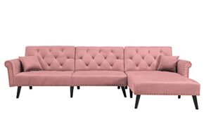 convertible sofa bed sleeper pink velvet