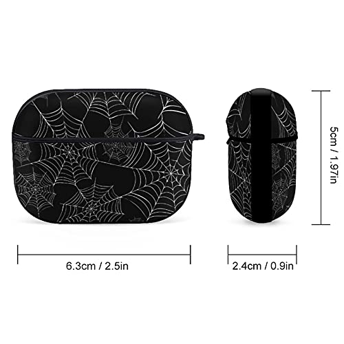 YouTary Halloween Spider Black and White Spiderweb Pattern Apple Airpods pro Case Cover with Keychain, AirPod Headphone Cover Unisex Shockproof Protective Wireless Headset