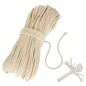 328ft cotton clothesline rope 1/4 inch white cotton rope craft clothesline cord craft heavy duty wall hanging rope, soft clothes line rope