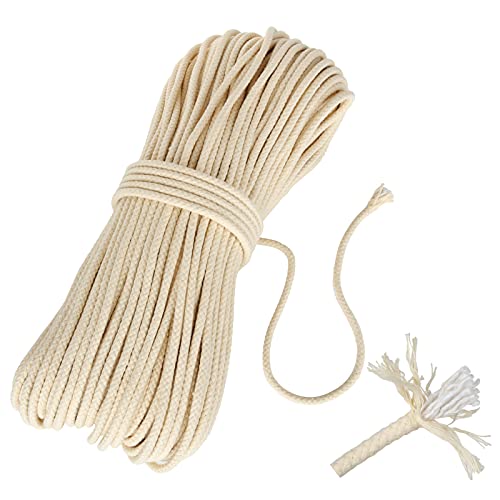 328Ft Cotton Clothesline Rope 1/4 Inch White Cotton Rope Craft Clothesline Cord Craft Heavy Duty Wall Hanging Rope, Soft Clothes Line Rope