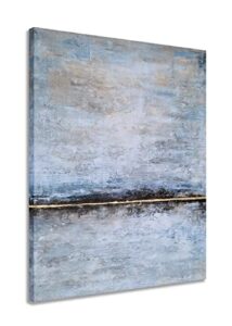 sygallerier large abstract canvas wall art with gold foil - modern coastal oil paintings - contemporary beach pictures for living room bedroom bathroom decor