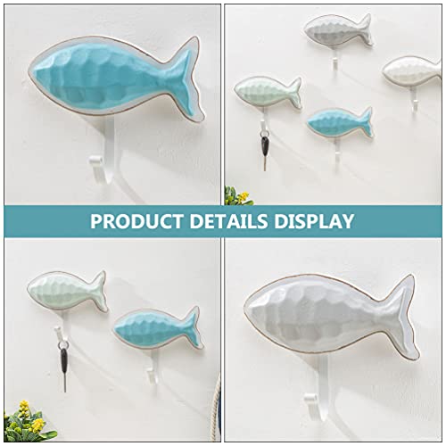 HEALLILY Coat Hanger Hooks 2pcs Fish Wall Hooks for Hanging Sea Wall Hooks Nautical Hook Rustic Wall Hanger Coat Towel Hook Beach Coastal Wall Decorations Ornament Wall Coat Hooks