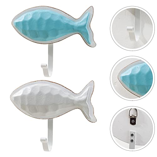 HEALLILY Coat Hanger Hooks 2pcs Fish Wall Hooks for Hanging Sea Wall Hooks Nautical Hook Rustic Wall Hanger Coat Towel Hook Beach Coastal Wall Decorations Ornament Wall Coat Hooks