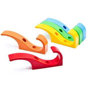 toughook heavy duty hooks for hanging coats, jackets, backpacks, baseball hats - wall mounted rainbow color hangers for kids, perfect hook for classrooms, bathroom robes and towels | mini hook 5-pack