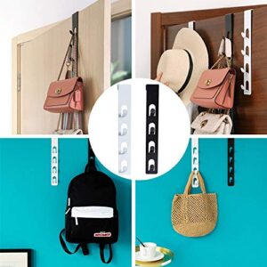 JAMEND CLXP 2 Pack White Coat Hooks, 4 Layers Metal Hats Hanger, Strong Vertical White Coat Hook, Over Door Rack for Hanging Bags Jams Scarf Keys and More.