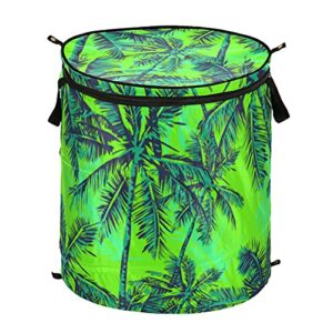 tropical palm trees green pop up laundry hamper collapsible with lid dirty clothes hamper laundry basket storage hamper organizer for home, kids toy, laundry room