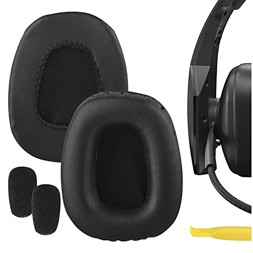 Geekria QuickFit Replacement Earpads + Mic Windscreen Foam Compatible with BlueParrott B550-XT, B550XT Headphones Mic Foam Cover + Ear Cushions/Cushion Pad Repair Parts (Black)