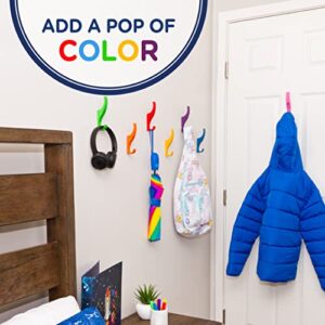 Toughook Heavy Duty Hooks for Hanging Coats, Jackets, Backpacks, Baseball Hats - Wall Mounted Rainbow Color Hangers for Kids, Perfect Hook for Classrooms, Bathroom Robes & Towels | XL Hook 7-Pack