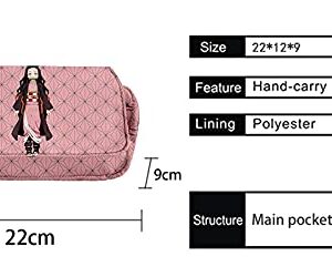 HANDAFA Manga Demon Slayer Pencil Case Anime Kemitsu No Yaibu Pencil Pouch Holder(Nezuko Pink)