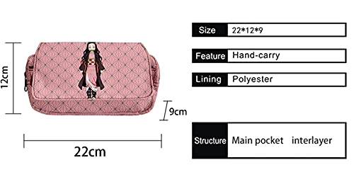 HANDAFA Manga Demon Slayer Pencil Case Anime Kemitsu No Yaibu Pencil Pouch Holder(Nezuko Pink)