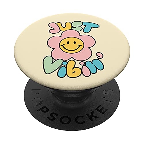 Happy Face Aesthetic Just Vibin’ Vibing Indie Aesthetic PopSockets Swappable PopGrip