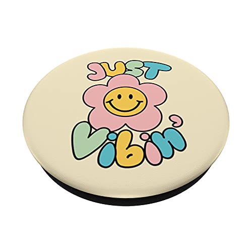 Happy Face Aesthetic Just Vibin’ Vibing Indie Aesthetic PopSockets Swappable PopGrip