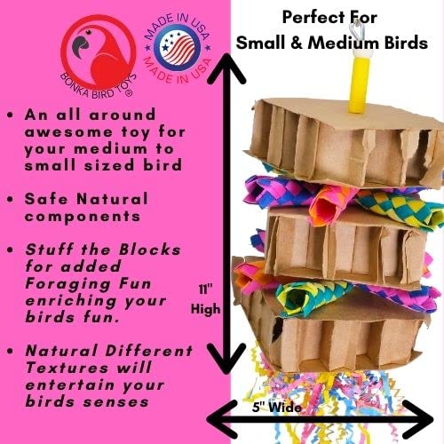 Bonka Bird Toys 3734 Clown Box Medium Bird Toy Conure African Grey Shred Pleasure