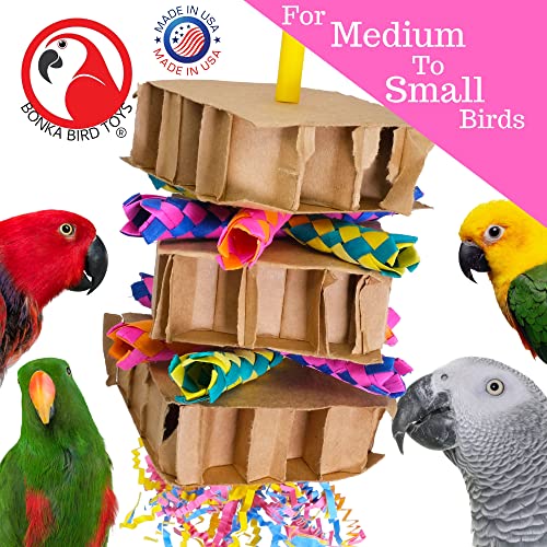 Bonka Bird Toys 3734 Clown Box Medium Bird Toy Conure African Grey Shred Pleasure