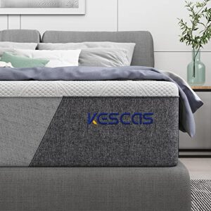 kescas 10 inch spring hybrid queen mattress -bamboo charcoal cooling gel memory foam, moisture wicking cover, edge support - pocket innersprings for motion isolation - made in north america