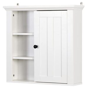 bathroom medicine cabinet, wall mounted storage cabinet with adjustable shelf and 3 open compartments, wooden medicine cabinet storage organizer for bathroom - l20.9 x w5.7 x h20.1 inch - white