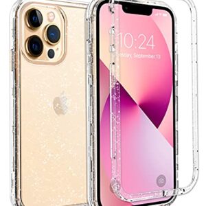 Coolwee Crystal Glitter Full Protective Case Compatible iPhone 13 Pro Max Heavy Duty Hybrid 3 in 1 Rugged Shockproof Women Girls Transparent Compatible Apple iPhone 13 Pro Max 6.7 inch Clear Sparkle