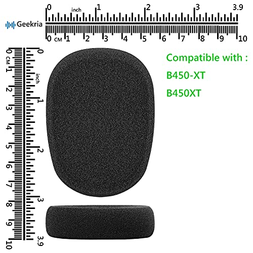 Geekria Comfort Foam Replacement Ear Pads + Mic Windscreen Foam Compatible with BlueParrott B450-XT, B450XT Headphones Mic Foam Cover + Ear Cushions/Cushion Pad Repair Parts (Black)