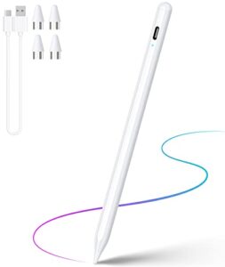stylus pen, active stylus pen compatible for ios and android touchscreens/phones, rechargeable stylus pen with dual touch screen, stylus pencil for apple/android/samsung tablet, 16.5cm,white