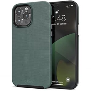 crave dual guard for iphone 13 pro max, shockproof protection dual layer case for apple iphone 13 pro max (6.7") - forest green