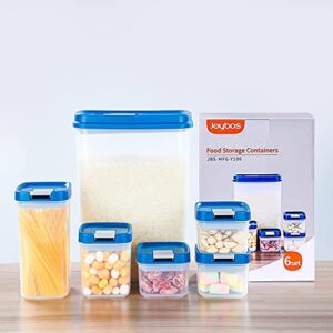 joybos containers for food storage | canister sets for kitchen counter 6pcs, airtight sugar cereal snack flour storage containers with lids - air tight sealable bins set for kitchen pantry bpa-free