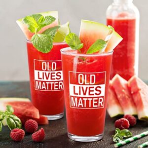 Waipfaru Old Lives Matter Beer Glass, Funny Pint Glasses for Christmas Father’ s Day Birthday Retirement, Unique Gag Gifts for Dad Papa Grandpa Senior Citizen Men, 15Oz