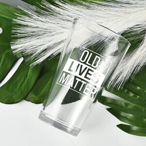 Waipfaru Old Lives Matter Beer Glass, Funny Pint Glasses for Christmas Father’ s Day Birthday Retirement, Unique Gag Gifts for Dad Papa Grandpa Senior Citizen Men, 15Oz