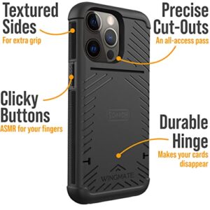 Scooch iPhone 13 Pro Case with Card Holder [Wingmate] iPhone 13 Pro Wallet Case with Card Kickstand [Slim & Minimal] 10-Foot Drop Protection, Magnetic Back for Car Mounts (Black)