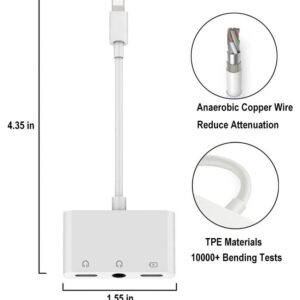 8ware Lightning to Headphone Adapter 3.5mm Jack Headphone Adapter 3 in 1 Earphone and Charging Splitter for iPhone 13/12/11/SE/XS/XR/X/8/7 and iPad