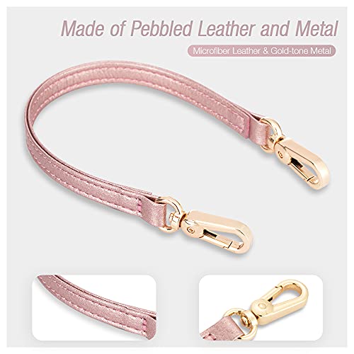 ZVE Purse Wrist Strap Length 27 inches for Wallet Case Sling Purse Handbag, Classic Pebbled Leather Wristlet Strap - Rose Gold