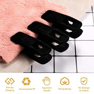 Velvet Hangers Clips Flocked Finger Clips Velvet Clothes Clips Strong Pants Hangers Clips for Slim-line Clothes Velvet Hangers (Black,36 Pieces)