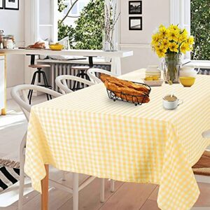 Buffelo Check Table Cloth Check Tablecloth Linen Buffalo Check Tablecloth Rustic Tablecloth (54*54", Yellow and White)