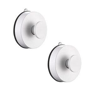 abtiabgy powerful vacuum suction cup hooks heavy duty organizer for towel, bathrobe and loofah - shower hooks for bathroom & kitchen - waterproof white (2 pack)