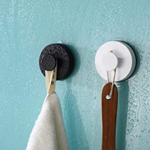 ABTIABGY Powerful Vacuum Suction Cup Hooks Heavy Duty Organizer for Towel, Bathrobe and Loofah - Shower Hooks for Bathroom & Kitchen - Waterproof White (2 Pack)