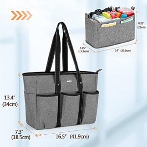 Damero Nurse Tote Bags with Organizer Insert Bag, Medical Supplies Bags with Laptop Sleeve for Home Care Nurse, Medical Students and More, Gray