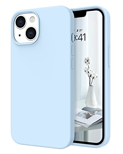 Telaso Compatible with iPhone 13 Case, Liquid Silicone Soft Gel Rubber iPhone 13 Phone Case Slim Fit Cover with Microfiber Lining Shockproof Protective Phone Cases for iPhone 13 6.1 inch, Baby Blue