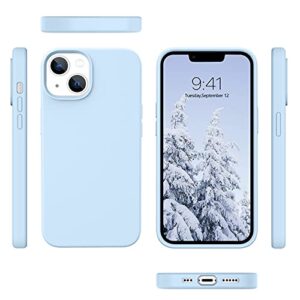 Telaso Compatible with iPhone 13 Case, Liquid Silicone Soft Gel Rubber iPhone 13 Phone Case Slim Fit Cover with Microfiber Lining Shockproof Protective Phone Cases for iPhone 13 6.1 inch, Baby Blue