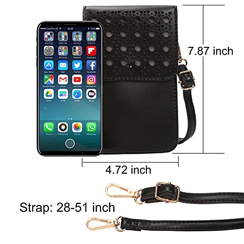 ALUWU Touchscreen Cell Phone Purse Small Crossbody Wallet Bag rfid Mini Pouch Black