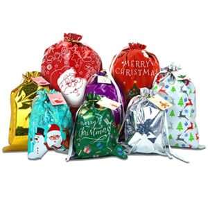 christmas bag christmas drawstring gift bags,christmas candy bag, party gift wrap,children's gift bags,22pcs assorted christmas gift wrapping bags upgraded christmas goodie bags for christmas party in 4 sizes and 8 designs with inserted drawstring ribbons