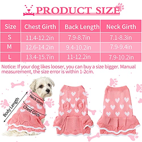 Xuniea 3 Pieces Dog Sweater Dress with Leash Hole Dog Coat Knitwear Vest Turtleneck Pullover Warm Pet Sweater Small Dog Sweater Pet Clothes Sweater for Puppy Cat Dog (Gray, Pink, Red, Medium, Small)