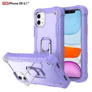 Hitaoyou iPhone 12 Case, iPhone 12 Pro Cases, Heavy Duty 3 in 1 Full Body Rugged Shockproof Hybrid Hard PC Soft Rubber Bumper Drop Protective Girls Women Phone Cases for iPhone 12/12 Pro,Purple