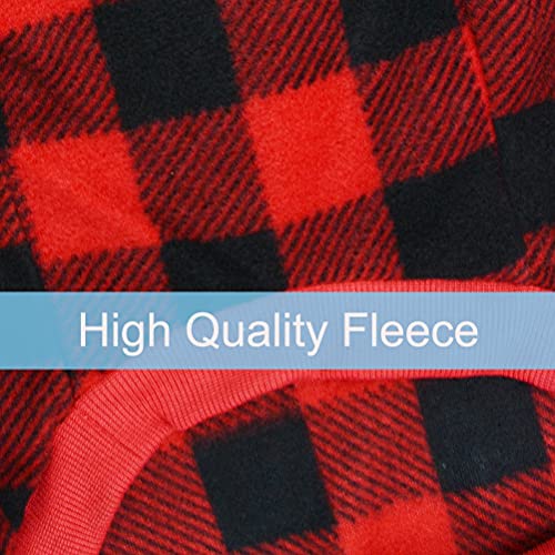 Plaid Dog Hoodie Pet Fleece Sweater Winter Coat with Hat for Small Medium Large Dogs Red and Black L