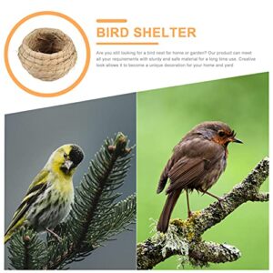 Cabilock 6pcs Straw Bird Cage Nest Grass Hut Woven Birdhouse for Parakeets Hideaway Cockatiels Finch Canary Resting Breeding Shelter